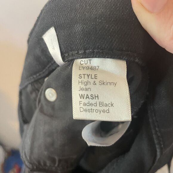 Reformation High And Skinny Faded Black Destroyed Organic Cotton Modal Sz 28 - Picture 10 of 10